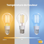 Ampoule LED E27 connectée de 7 W, 806 lm, blanc réglable