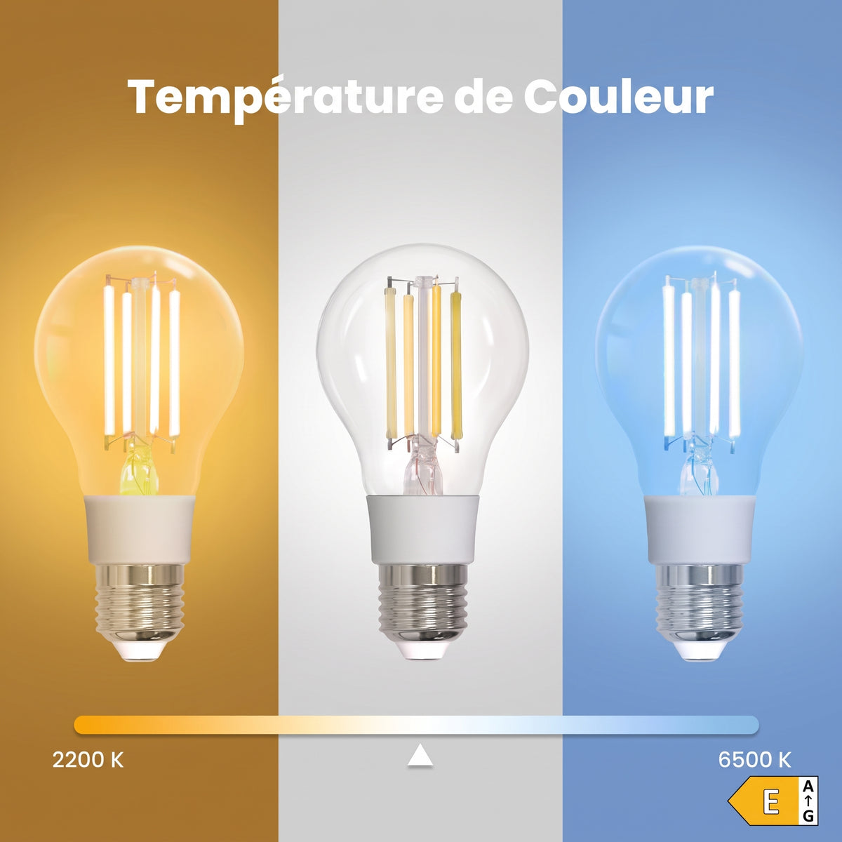 Ampoule LED E27 connectée de 7 W, 806 lm, blanc réglable