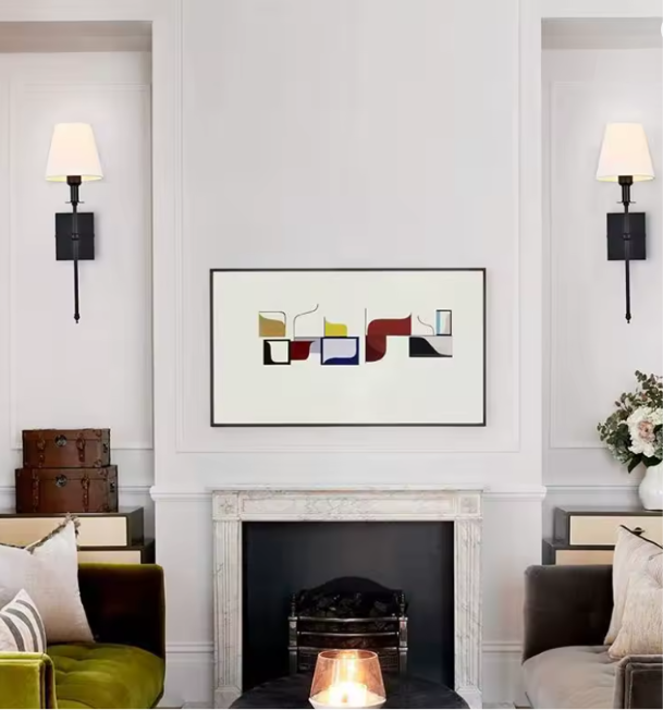 Applique murale à abat-jour en tissu blanc et douille E14