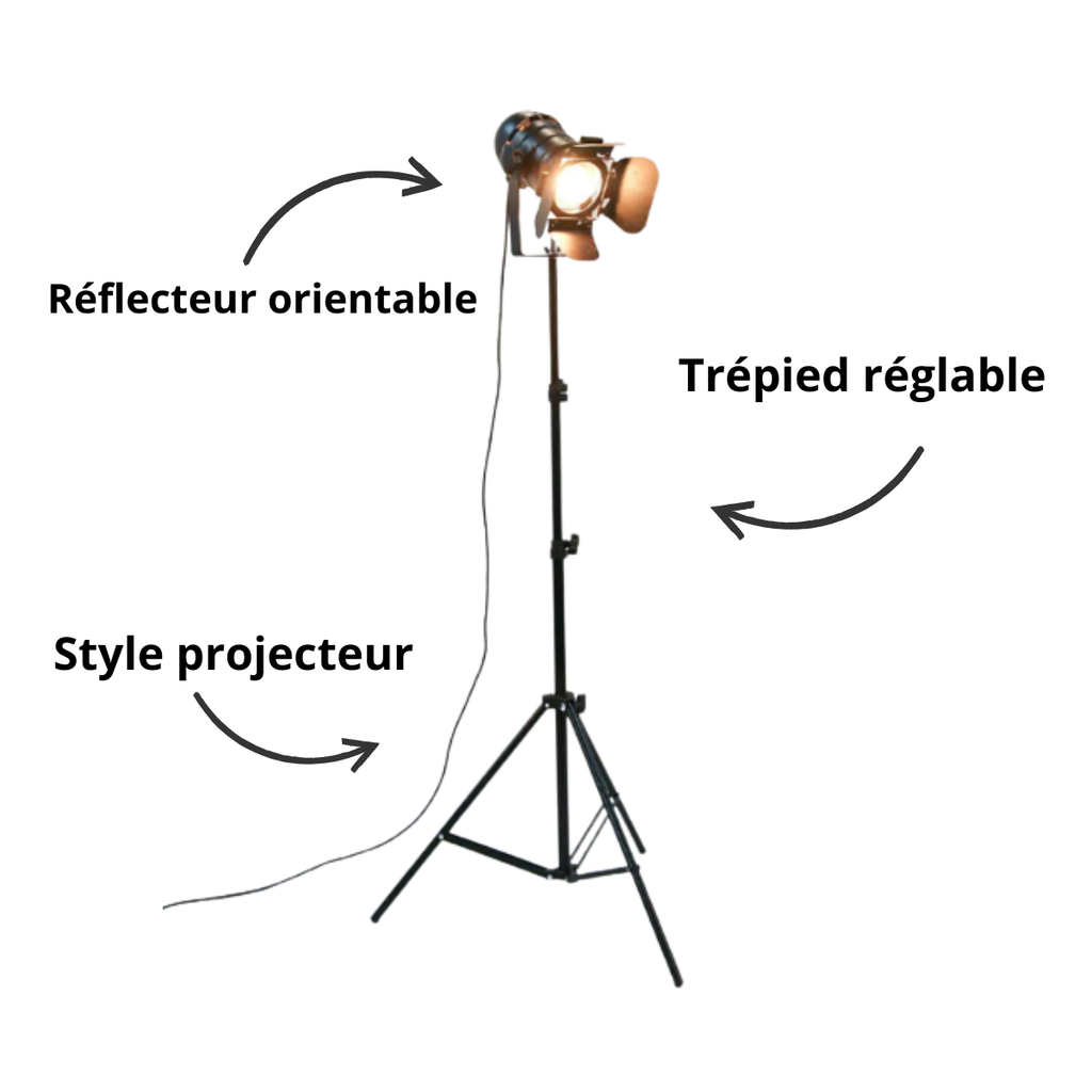 Lampadaire trépied de 160 cm à réflecteur orientable de 25 cm