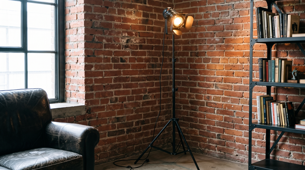 Lampadaire trépied industriel en métal noir avec câble de 180 cm