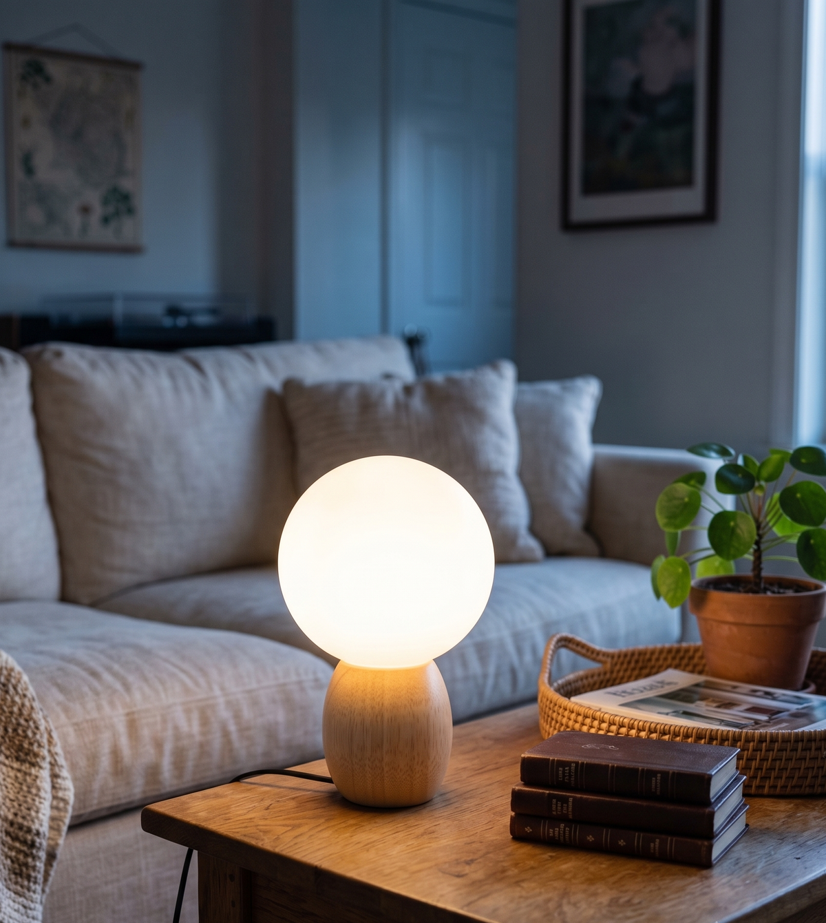 Lampe de chevet scandinave en bois clair, vendue à l'unité ou en duo