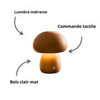 Lampe de chevet champignon en bois de hêtre, 11 cm de hauteur
