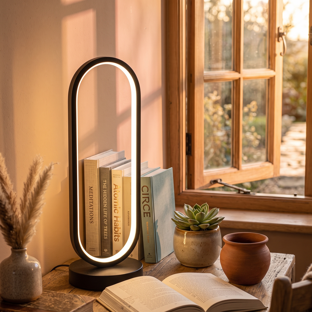 Lampe de chevet LED ovale sans fil à batterie rechargeable