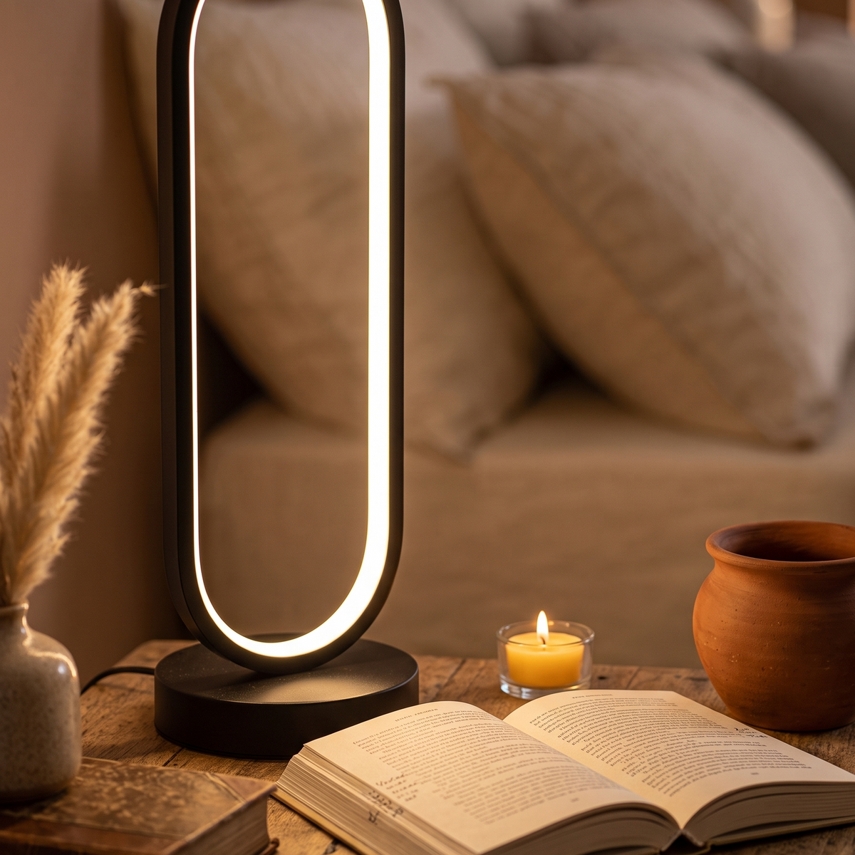 Lampe de chevet LED ovale rechargeable, vendue à l'unité ou en duo
