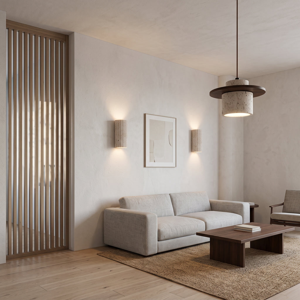 Suspension et applique en pierre naturelle, ampoules LED incluses