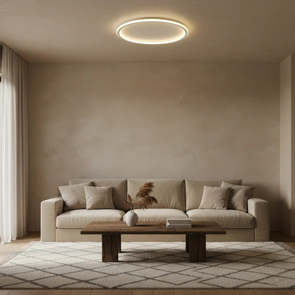 Plafonnier LED en cercle à lumière continue sur tout le pourtour