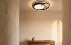 Plafonnier LED à double anneau noir, 40, 50 ou 60 cm