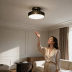 Plafonnier LED rotatif en cuivre ou noir, monté en saillie au plafond