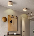 Plafonnier minéral en travertin et bois pour entrée, couloir ou escalier