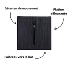 Spot encastré à détecteur infrarouge pour escalier, platine carrée de 75 x 75 mm