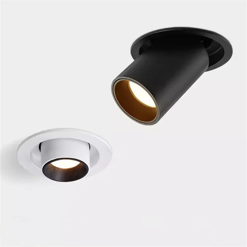 Spot LED encastrable orientable à 360°, cylindre en aluminium noir ou blanc