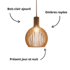 Suspension en bois de style rustique à abat-jour ajouré