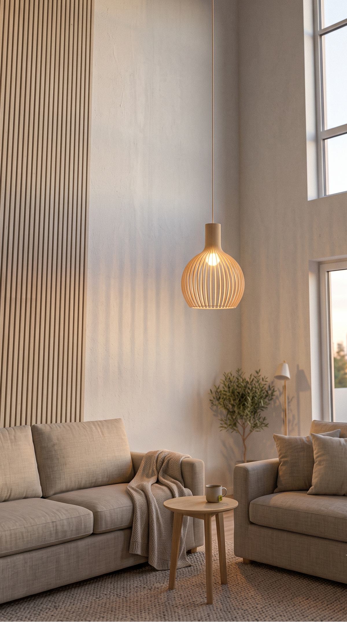 Suspension rustique en bois naturel et métal noir, deux tailles au choix