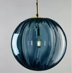 Suspension en verre teinté côtelé à douille E27