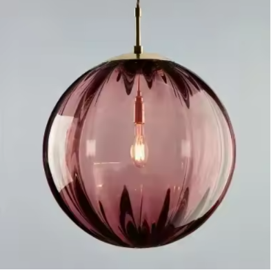 Suspension boule en verre teinté à ampoule apparente, garantie 3 ans