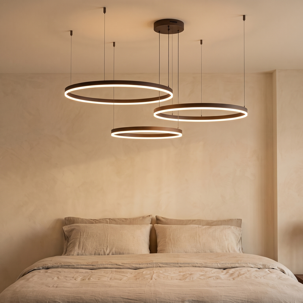 Suspension 3 anneaux LED à télécommande, de 2200 K à 6500 K