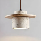 Suspension minérale en pierre et bois pour table à manger ou îlot