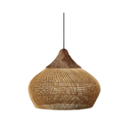 Suspension en rotin tressé naturel et col en bois, 60 cm