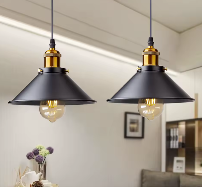 Suspension trio de style atelier avec douilles E27 finition laiton