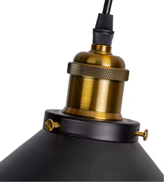 Suspension industrielle noire à 1 ou 3 têtes pour table à manger ou îlot