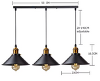 Suspension industrielle en métal noir, modèle trio horizontal
