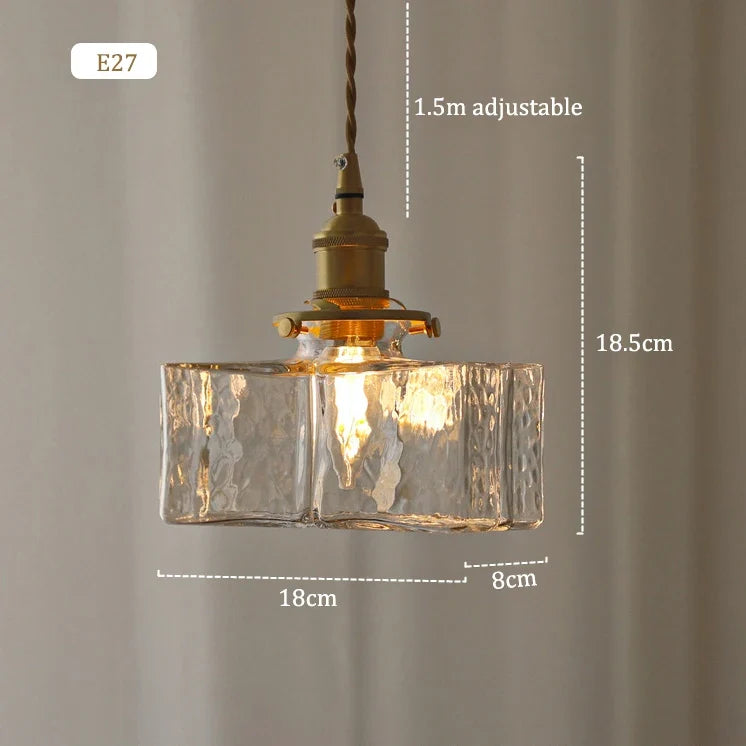 Suspension en verre martelé et laiton avec câble torsadé réglable de 150 cm
